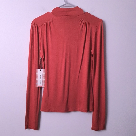 F21 Contemporary Mock Neck Long Sleeve Knit Top Rust Women's M - Picture 7 of 13